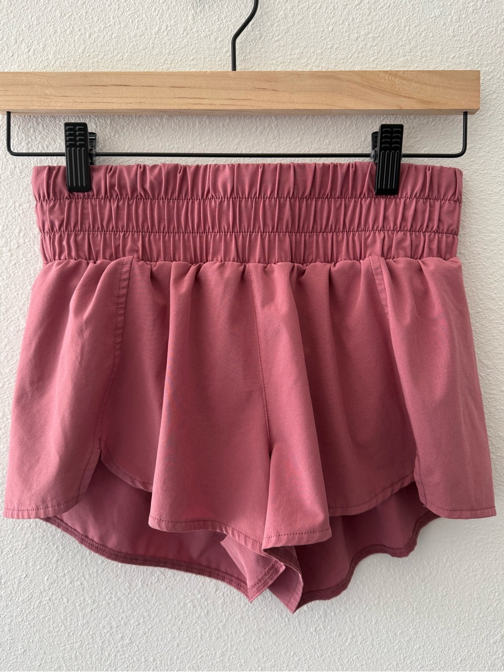 Zella  Women’s Pink Running Shorts Size Small High Rise Smocked Waist Lined